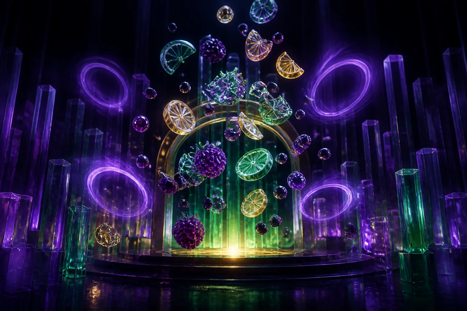 A restrained diamond-light feature scene illustrates free spins and multipliers without promising a result