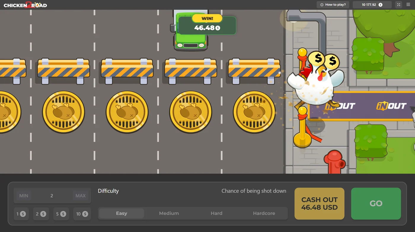 Chicken Road 2.0: picha rasmi ya kuku kwenye barabara na hali ya ushindi