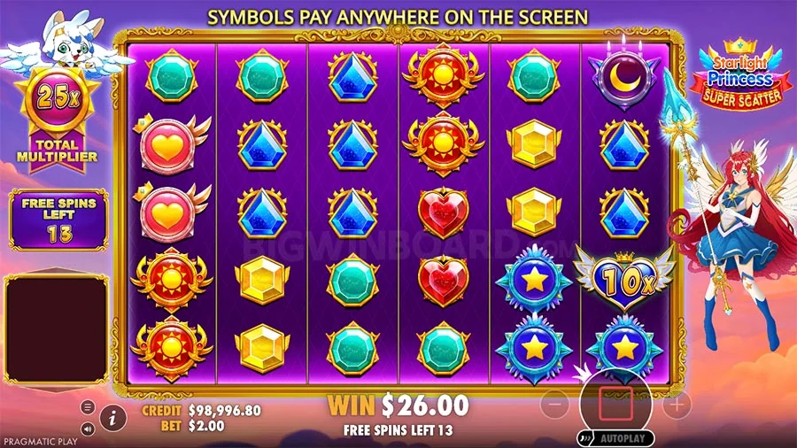 Starlight Princess Super Scatter: hali ya kipengele na alama za multiplier