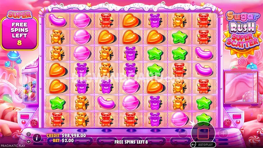 Sugar Rush Super Scatter: nafasi za gridi zenye multiplier wakati wa kipengele